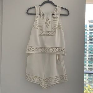 Parker white sleeveless shorts romper, size xs